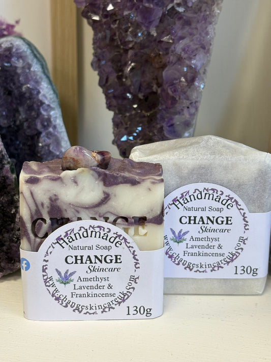 Amethyst Crystal Soap Bar Ideal for evening rituals and emotional reset.