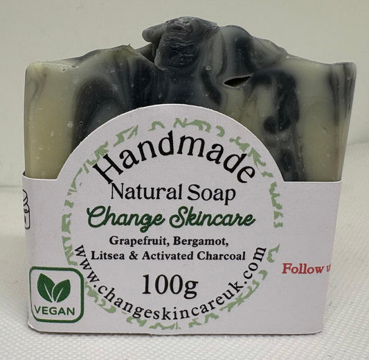 Grapefruit Bergamot & Litsea Vegan Soap Bar with Activated Charcoal