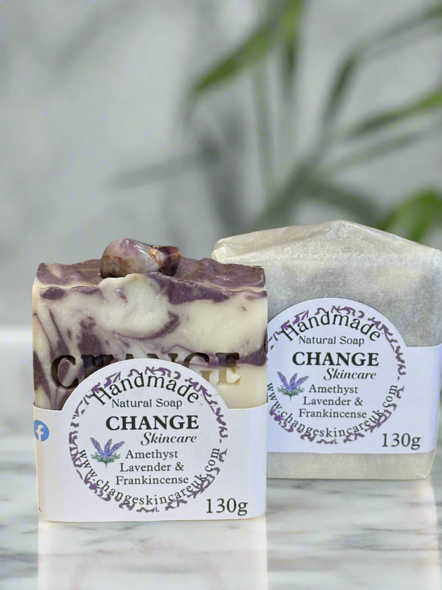 Amethyst Crystal Soap Bar Ideal for evening rituals and emotional reset.