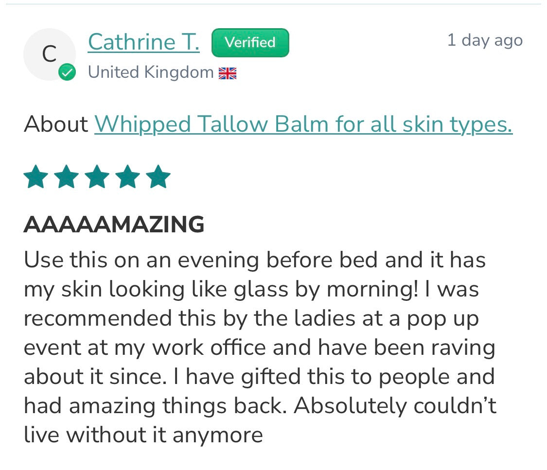Whipped Tallow Balm for all skin types.
