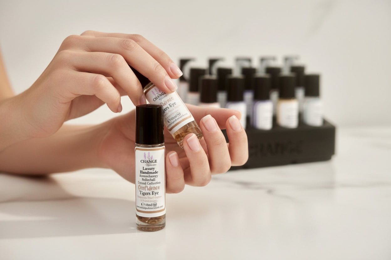 Aromatherapy Pulse Point Oils with Crystal Chips