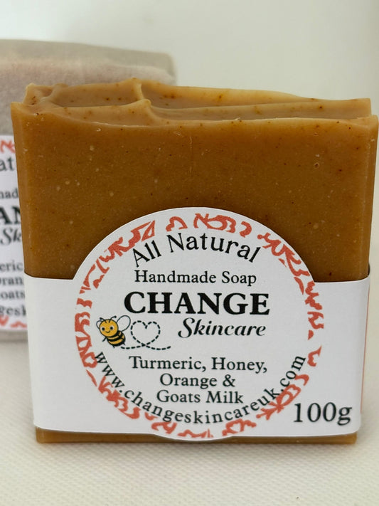Turmeric, Honey, Goat’s Milk Soap with Sweet Orange Essential Oil