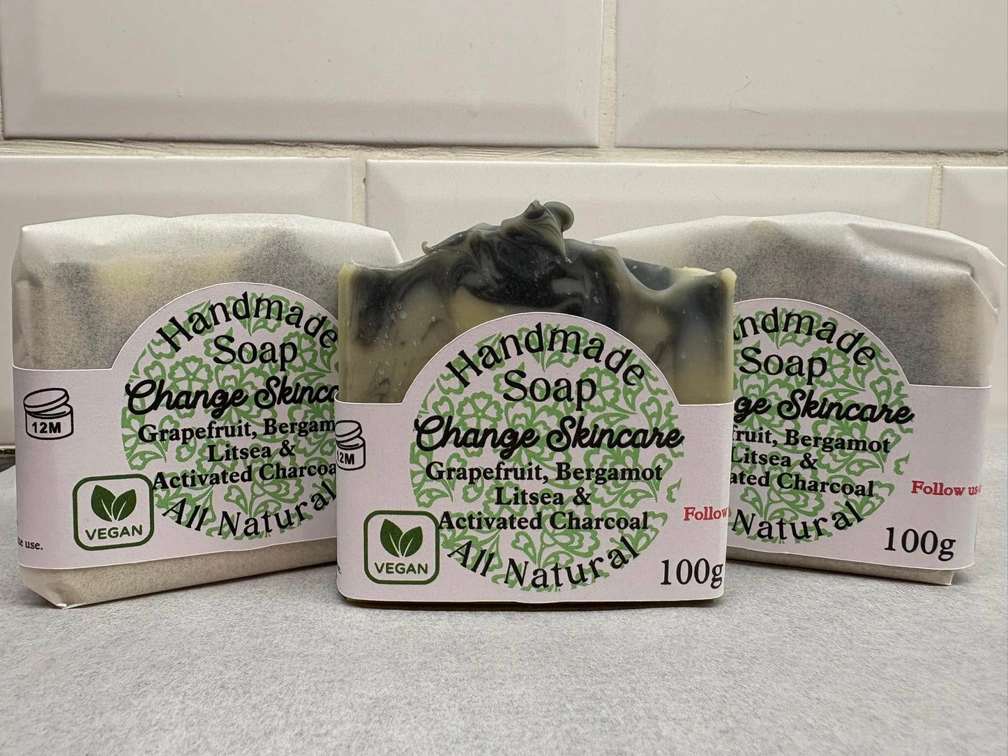 Grapefruit Bergamot & Litsea Vegan Soap Bar with Activated Charcoal